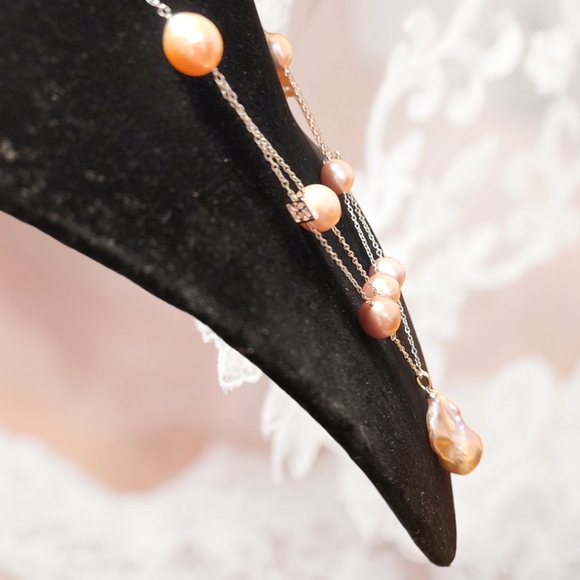 🔥PRICE CUT🔥NWT BAROQUE PEARL LAYERED RHODIUM OVER STERLING SILVER NECKLACE - Picture 5 of 16
